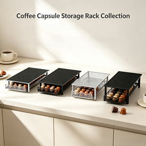 Support de machine à café en métal avec tiroir coulissant et plateau de <span class=keywords><strong>rangement</strong></span> pour capsules de café de taille standard - Product Image 2