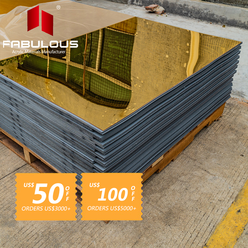 Заводская цена, 4x8 футов, золотые цветные пластиковые листы, акриловая зеркальная доска