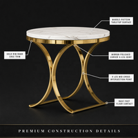 Table d'appoint en pierre frittée de luxe léger, table de chevet/table basse moderne et durable avec coins métalliques, meuble de maison pour salon