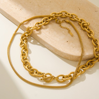 Ensemble collier et bracelet MYNECK Hippie Chunky Serise en acier inoxydable plaqué or 18 carats PVD, style hyperbolique, chaîne OT