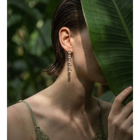 Boucles d'oreilles longues JINYOU 9070 en acier inoxydable plaqué or PVD de luxe, boucles d'oreilles pendantes géométriques en zircon cubique, bijoux pour femmes