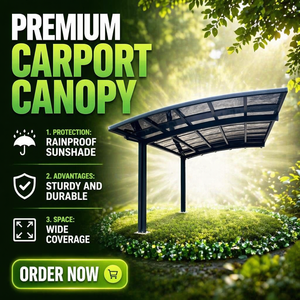 Nouvelle conception de toit en polycarbonate, auvent extérieur imperméable au soleil, structure en aluminium, abri pour voiture, auvent arqué, <span class=keywords><strong>carport</strong></span> solaire en métal - Product Image 2