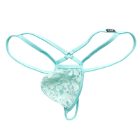Nouveau style de string sexy pour homme, taille basse, avec poche profilée et double sangle, respirant, séchage rapide, en dentelle transparente, en Spandex/Nylon