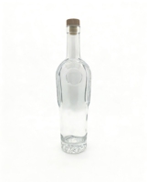 Bouteille de liqueur en verre transparent mat/givré personnalisée avec logo, gravée, 700 ml/750 ml, bouchon en bois pour whisky et brandy