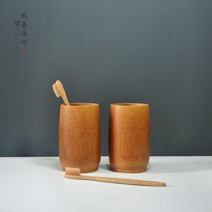 Bamboo Toothbrush Cup Set Three Piece Round Eco Friendly Bathroom Accessories - Product Image 4