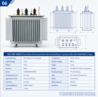 Transformador de Distribución Eléctrica Trifásico de 10kV 400V 400kVA, Sumergido en Aceite, 50Hz 60Hz, Refrigeración ONAN/ONAF
