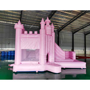 Videur gonflable d'intérieur commercial Moonwalk Bounce House Château gonflable 3 en 1 <span class=keywords><strong>rose</strong></span> avec toboggan et <span class=keywords><strong>piscine</strong></span> à balles - Product Image 2
