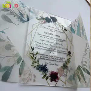 Impresión UV de 5x7 "acrílico, tarjeta de cumpleaños de plexiglás de invitación de boda de patrón personalizado