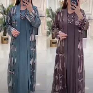 2024 usine en gros vêtements ethniques robe musulmane islamique grande taille femmes mode robes deux pièces ensemble - Product Image 3