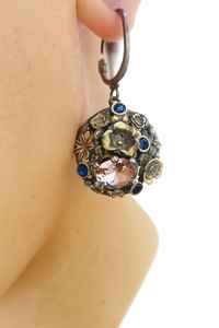 Pendientes Colgantes Hechos a Mano en Plata de Ley 925 con Cuarzo Rosa Moderno y Lapislázuli, Piedras Preciosas Naturales, Joyería Artesanal Turca Única, 20.6g - Product Image 2