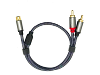 Chapado en Oro 1 RCA hembra a 2 RCA macho Audio estéreo Y adaptador divisor 3M Cable para amplificador de altavoz de coche y cámara