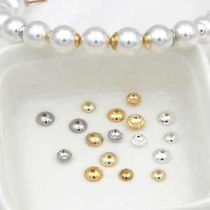 ฝาครอบลูกปัดชุบทอง 14k 18k ลูกปัดทรงกลมสำหรับทำสร้อยข้อมือ อุปกรณ์ทำเครื่องประดับ สีเงิน สีทอง ฐานทองแดง - Product Image 1