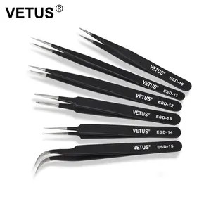 Yelix Vetus黑色防静电防锈不锈钢镊子保养工具