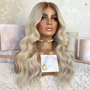 Prix d'usine Perruque de cheveux humains Lace Frontal 13*6 Ondulée Ombré Blond Cendré Densité 180 Sans Colle - Product Image 4