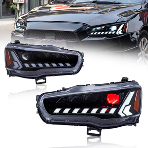 Nuovo Stile Progettato per Mitsubishi <span class=keywords><strong>Lancer</strong></span> 2008-2018 Faro <span class=keywords><strong>LED</strong></span> con Copertura Riflettente Gialla Parti Auto Segnale di Svolta Dinamico Luce Abbagliante - Product Image 1