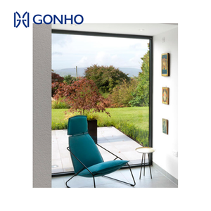 Jendela Kaca Polikarbonat Berbingkai Aluminium Warna Kayu Panoramic Big Picture GONHO Ukuran Besar Model Casement Tetap - Product Image 2