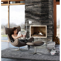 Fauteuil simple de luxe Imola Designer, moderne, simple, créatif, inclinable, en cuir véritable capitonné, en bois massif, pour salon