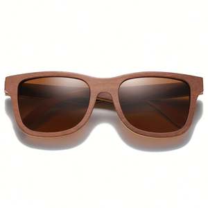 Lunettes de soleil polarisées en bois personnalisées avec logo, marron superposé, carrées, pour skateboard, pour femmes et hommes, vente en gros - Product Image 2