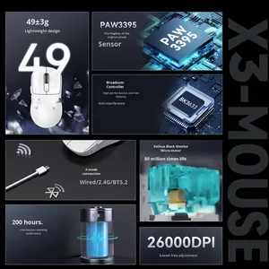 Tấn Công Cá Mập X3 Trọng Lượng Nhẹ Không Dây RGB E-Thể Thao Chuột Chơi Game Paw3395 <span class=keywords><strong>Mini</strong></span> <span class=keywords><strong>3D</strong></span> Phong Cách Quang Học Cho <span class=keywords><strong>USB</strong></span> Bt LED Máy Tính Xách Tay Máy Tính Để Bàn - Product Image 4