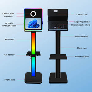 Beyaz/siyah 15.6 inç dokunmatik ekran Dslr fotoğraf kabini makinesi yazıcı ve kamera kutusu ile LED ışık çerçeve Selfie Photobooth kabuk - Product Image 4