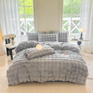 Lusso Ultra morbido soffice biadesivo in pelliccia di coniglio peluche velluto latte 4 pezzi Set di biancheria da letto di qualità copripiumino invernale - Product Image 2