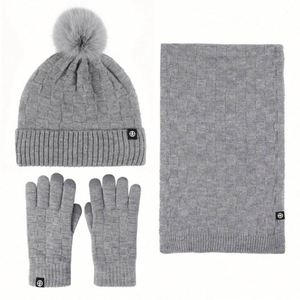 Wholesale Ladies Winter Hats Custom Logo Knitted Gorras Top Quality Thick Warm <b>Gloves</b> Scarf Sets Pom Beanie Hat - Product Image 6