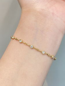Pulsera Xinfly Classic de Oro Amarillo de 18k con Diamante Natural de 1.00ct y Cadena de Burbujas Tipo Nariz de Cerdo - Product Image 2