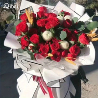 Qibai kertas pembungkus bunga tepi emas tahan air 20 lembar warna murni stiker kerajinan untuk kotak hadiah kemasan buket St