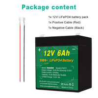 YABO – batterie Lithium fer Phosphate 12.8V 76.8Wh, Cycle profond, batterie LiFePO4 12V 6Ah Lithium Ion