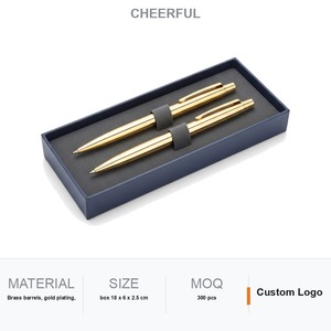 Coffret Cadeau Stylo Plaqué Or 2 Pièces : Stylo Bille et Stylo Roller Personnalisable avec Logo – Cadeau d'Affaires Exécutif - Product Image 1