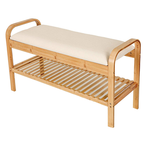 Bej bambu Entryway tezgah ayakkabı raf tezgah koridor banyo oturma odası için - Product Image 3