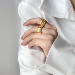 MECYLIFE-Anillo <span class=keywords><strong>Punk</strong></span> Grueso de Oro de 18K de Acero Inoxidable, Anillo de Sello Martillado de Banda Ancha, Resistente al Agua, Joyería de Alta Calidad - Product Image 2