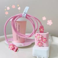 Housse de protection USB pour chargeur rapide 20W, motif vague de fleurs fraîches, étanche, en TPU, placage époxy