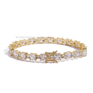 Tennis <b>Bracelet</b> 5mm + 3mm Square Zirconium + Round Zircon <b>Couple</b> <b>Bracelet</b> Size Zircon Tanjing Fashion Lijing Necklace - Product Image 5