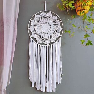 <span class=keywords><strong>Attrape</strong></span>-rêves en macramé tissé à la main en coton blanc, style bohème, avec long pompon détachable, pour contenants alimentaires - Product Image 4