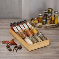 Tiroirs à insérer 16 cubes Porte-épices Accessoires pour casseroles de cuisine avec pots à épices Supports et étagères de rangement décoratifs en bambou pour comptoir