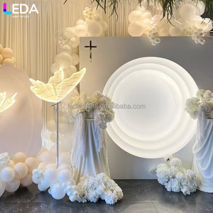 ฉากหลังงานแต่งงาน LEDA แบบกำหนดเอง โมเดิร์น สีขาว ขนาดใหญ่ รูปทรงกลม ทำจากอะคริลิค พร้อมไฟ LED - Product Image 1