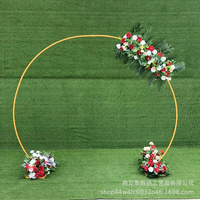 Grande Arche Circulaire Dorée en Métal pour Ballons et Fleurs, Décoration d'Anniversaire, Mariage, Remise de Diplômes, Arrière-Plan Photo
