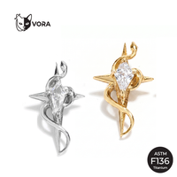 Bijoux de corps tendance F136 Piercing en titane Labret Boucles d'oreilles Zircon Serpent Enroulé Croix pour usage quotidien Unisexe Femme Homme