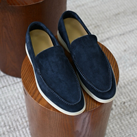 Herren Italienischer Stil Echtleder Wildleder Slipper Leichte Flache Casual Geh- und Anzugschuhe