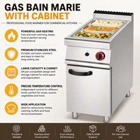 Bain-marie commercial à gaz avec armoire, chauffe-plats pour buffet, équipement de cuisine de restaurant, OEM ODM, directement de l'usine