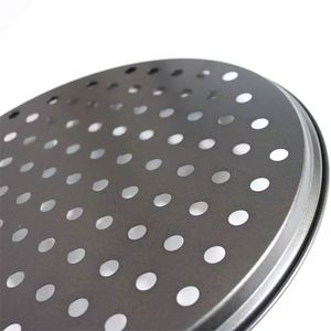 26/28/32cm Carbon Steel Non-Stick Pizza Baking Pan Round Mesh Tray Plate Oven Baking <b>Bakeware</b> With Holes Pizza Tray Mould - Product Image 6