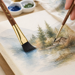 Ensemble de pinceaux à aquarelle Paul Cézanne, manche en bois de noyer, virole dorée, pinceaux professionnels pour artistes, pour la peinture à l'aquarelle - Product Image 4