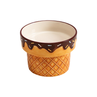 Bol pour animaux de compagnie en céramique surélevé, mignon, en forme de crème glacée, pour chat et chien, avec protection du cou