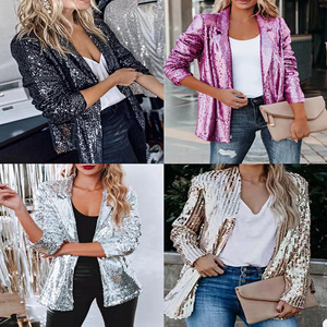 Dropshipping Lady Women Clothes Women's Clothing Top Jacket New <strong>Multi</strong> <strong>Coloured</strong> Sequin Long Sleeve Temperament Womens blazer <strong>Suit</strong> - Product Image 3