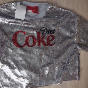 Customized Y2K <strong>Silver</strong> Sequin <strong>Top</strong> T Shirt Rhinestone <strong>Sparkle</strong> Diet Coke Boxy T Shirts Diet Coke Sequin T-Shirt - Product Image 5