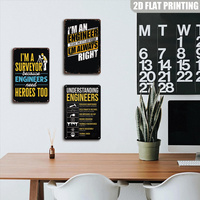 Letrero Metálico de Topógrafo: Soy Topógrafo Porque Los Ingenieros También Necesitan Héroes, Decoración de Pared para Oficina y Taller