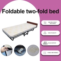 Lit pliant en métal à deux plis, pliable et peu encombrant, personnalisable en gros pour hôtel, chambre, hôpital, bureau