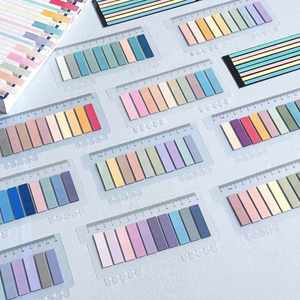 Morandi Self-Adhesive Book Flag Strip Index <b>Labels</b> Clear Highlighter Tape for <b>Sticky</b> <b>Labels</b> Books Writable Page Markers - Product Image 2