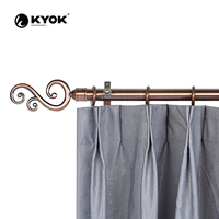 Tringle à rideaux élégante KYOK - Tringle torsadée en cuivre antique avec embouts ornés multi-styles pour salon et chambre